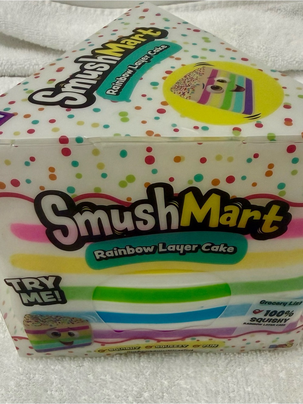 Rainbow Layer Cake Squishy Toy - White with Multicolor Accents